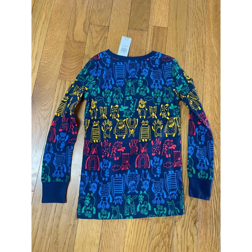 Old‎ Navy Kids Sleep Monster Pajama Set Navy Blue Rainbow 5T 2-Piece NWT